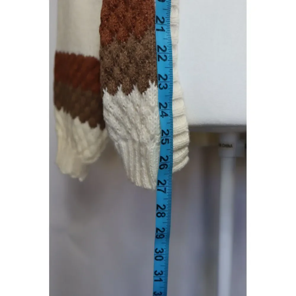 Women's Brown‎ and White Knit Sweater Cardigan Size Medium